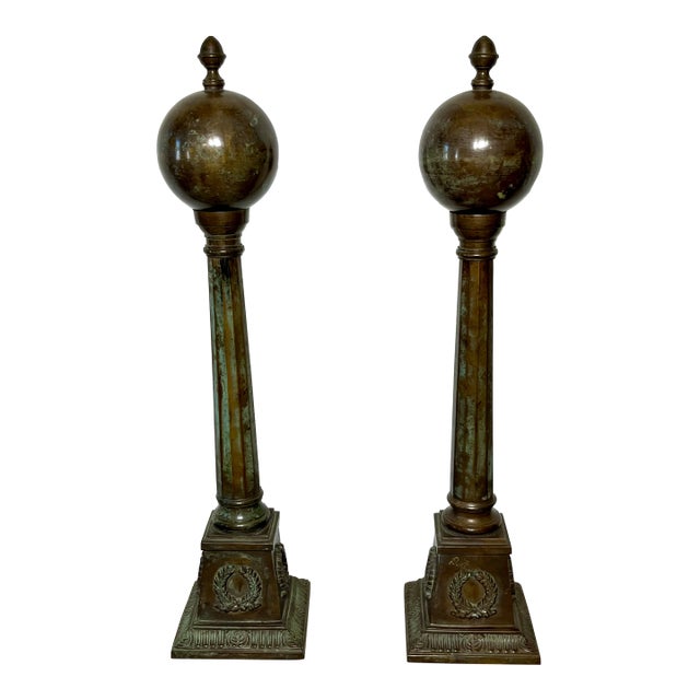Twentieth Century Bronze “Masonic” Columns, a Pair For Sale