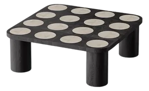 Black Oak Structure Table with Multiple Light Travertine Inserts by Ultramobili