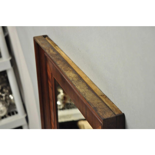 Antique American Empire Crotch Mahogany Wood Frame Rectangular Wall Mirror For Sale - Image 12 of 14