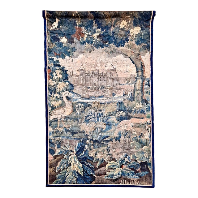 18th-Century European Forest and Chateâu Tapestry For Sale