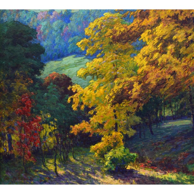 Exceptional Antique Large New England Fall Landscape Painting by Harriet Randall Lumis For Sale - Image 4 of 10