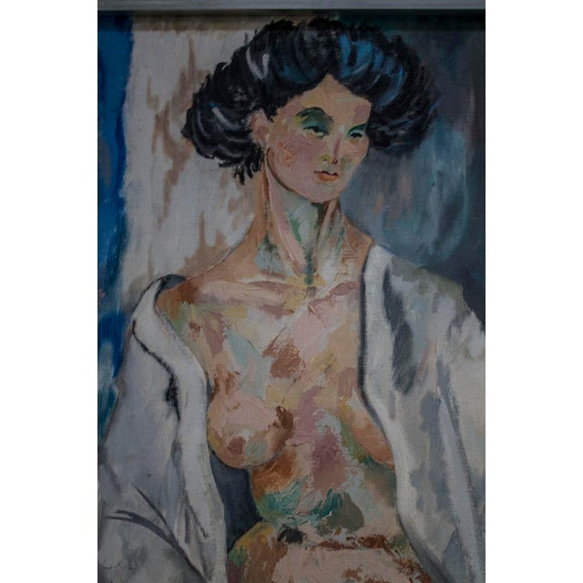 Mid-Century Modern Mid-Century Nude Oil Painting -Signed For Sale - Image 3 of 9