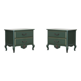 Mid Century Green Nightstands, a Pair For Sale