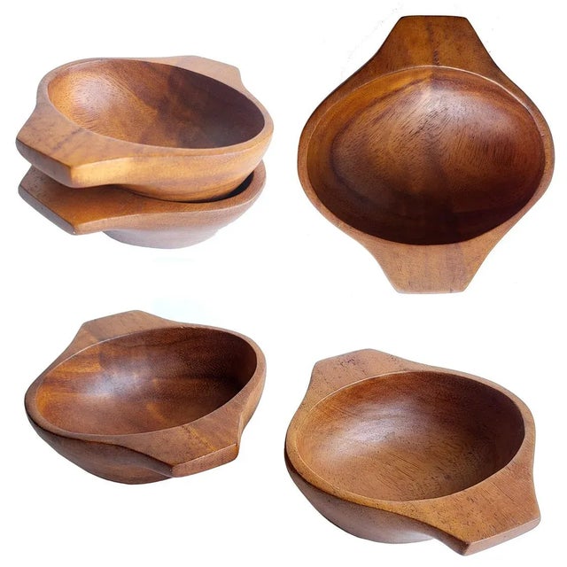 1960s 1960s Taverneau Wood Snack Bowls in the Style of Arthur Umanoff, Set of 2 For Sale - Image 5 of 9