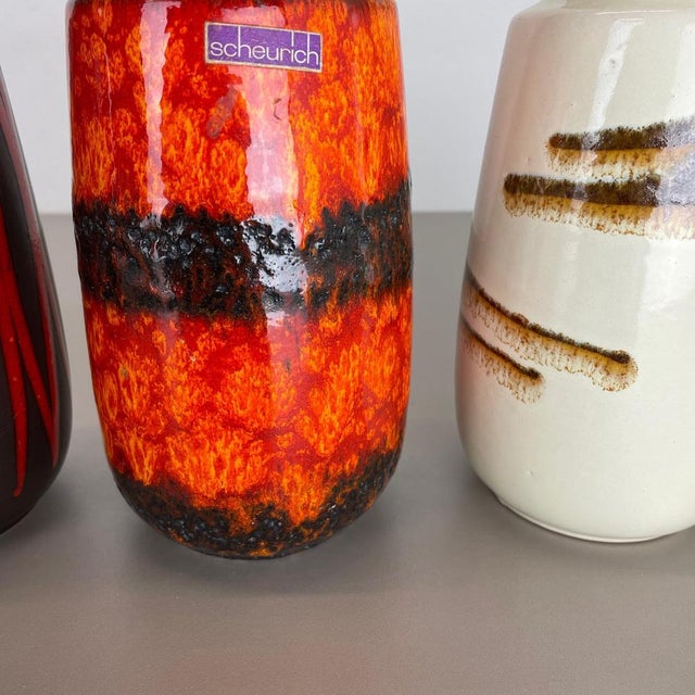 Vintage Fat Lava Pottery Vases from Scheurich, Germany, 1970s, Set of 4 For Sale - Image 13 of 18