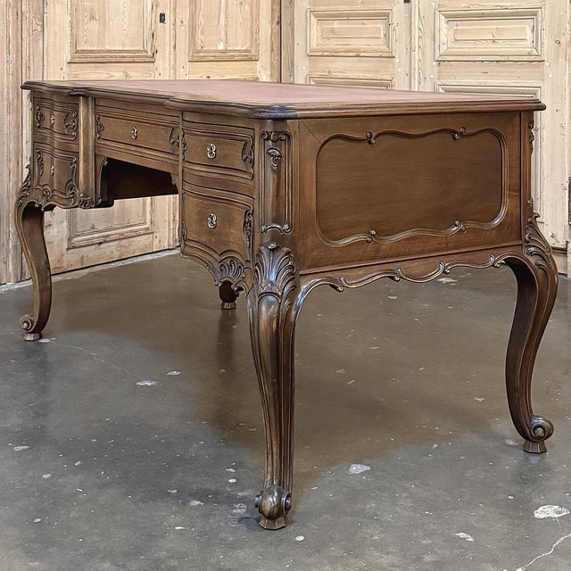 Early 20th Century Antique French Louis XV Walnut Double-Faced Desk For Sale - Image 5 of 15