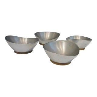 Modernist Cast Aluminum Biomorphic Shape Serving Bowls - Set of 4 For Sale