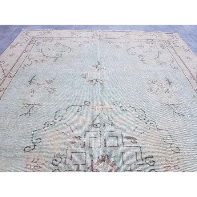 Textile 1960s 5x9 Light Green Anatolian Oushak Carpet For Sale - Image 7 of 11