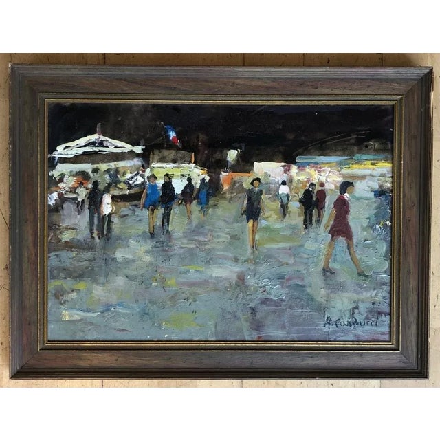 Adolfo Carducci, Promenade à la fête foraine, Oil on Wood, Framed For Sale - Image 9 of 9