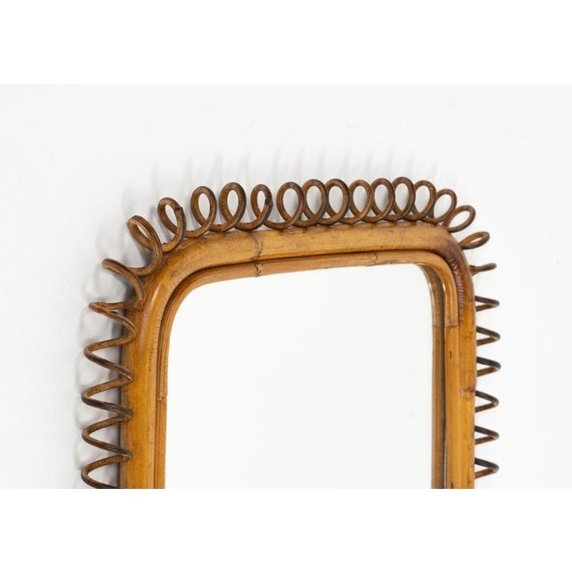 1960s Mid-Century Modern Rattan and Bamboo Wall Mirror by Franco Albini, Italy, 1960s For Sale - Image 5 of 12
