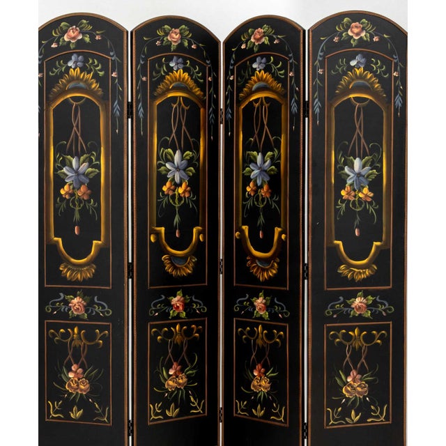 Black Victorian Style Ebonized Floor Screens, Pair For Sale - Image 8 of 10