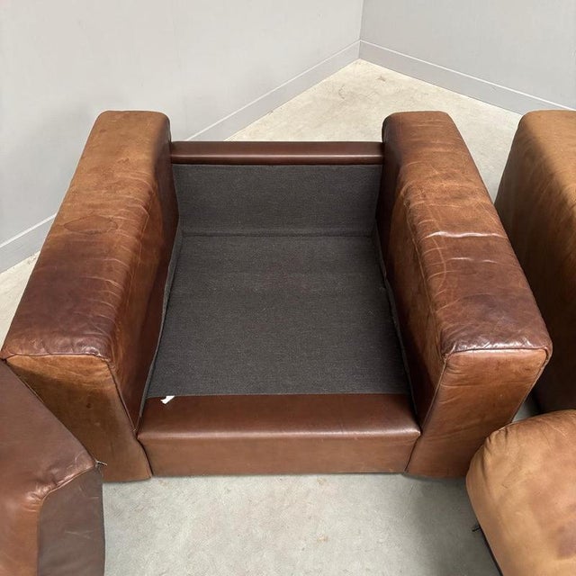 Vintage Brown Leather Lounge Chairs, 1970s, Set of 2 For Sale - Image 16 of 18