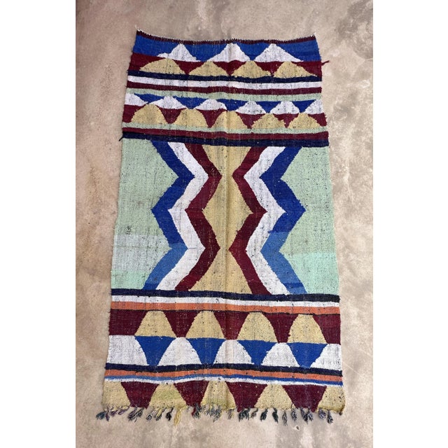 Kilim Boucherouite Rug - 4'2" X 7'7" Ft For Sale - Image 4 of 9