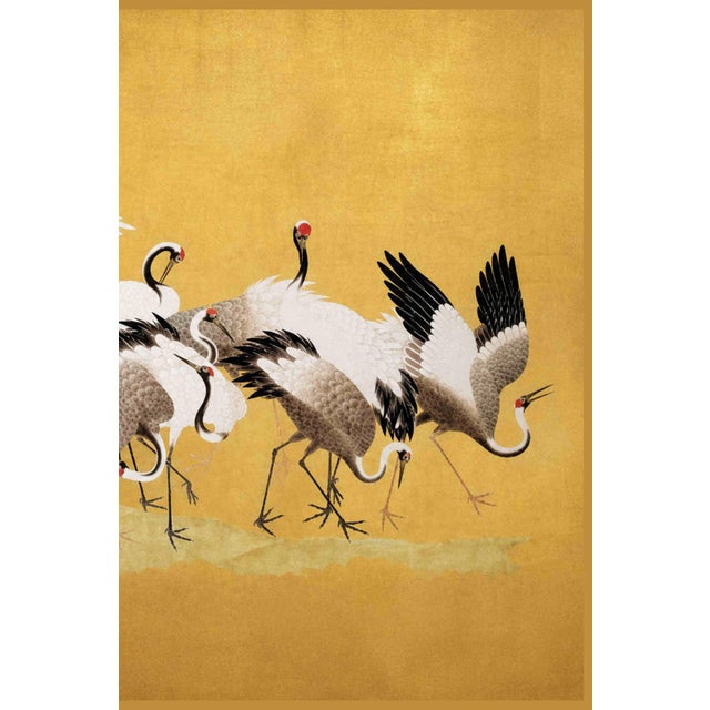 Japanese Flock of Cranes by Ishida Yūtei, Vintage Art Print Reproduction, 30" X 20" For Sale - Image 4 of 9