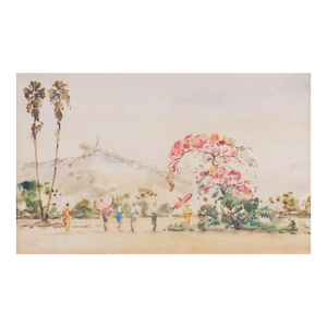 Small Early 20th Century Asian Watercolor Painting