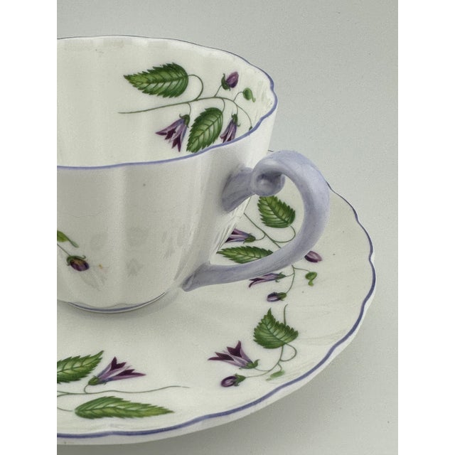 Lavender Shelley Campanula Cup and Saucer, Ludlow Shape, 1950s English Bone China Teacup For Sale - Image 8 of 8