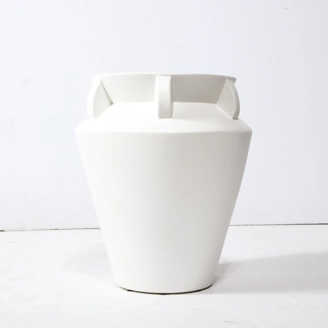 Late 20th Century Late 20th Century Modernist Urn Form White Ceramic Vase For Sale - Image 5 of 12