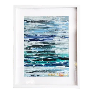 Vague. I Abstract Blue Framed Painting