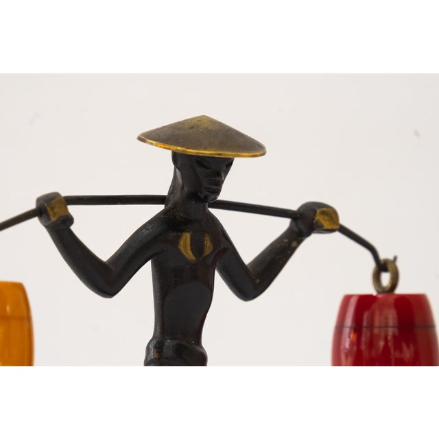 Metal Salt and Pepper Shaker Holder Chinese Figurine by Richard Rohac, 1950s For Sale - Image 7 of 9
