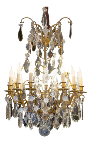 Large 19th Century Napoleon III Louis XV Chandelier in Bronze and Crystal