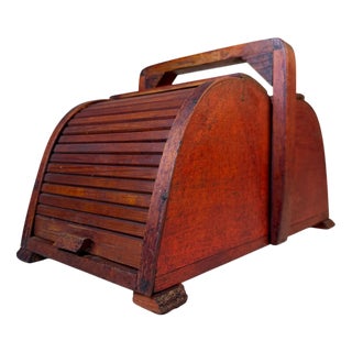 Wooden Sewing Box with Tambour Doors, Germany, 1940s For Sale