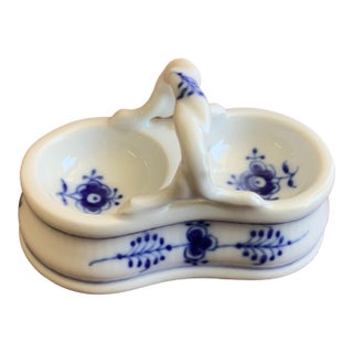 1950s Royal Copenhagen Blue Fluted Double Salt Cellar For Sale
