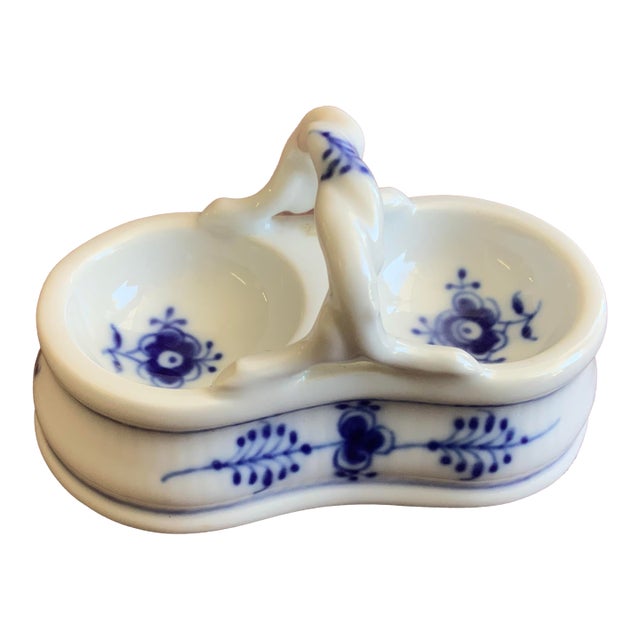 1950s Royal Copenhagen Blue Fluted Double Salt Cellar For Sale