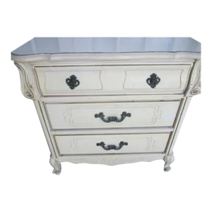 1970s Vintage Solid Wood French Provincial Chest Three Drawer