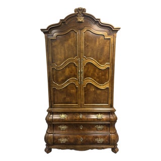 Henredon Villandry Collection Burled Walnut Bombe French Armoire For Sale