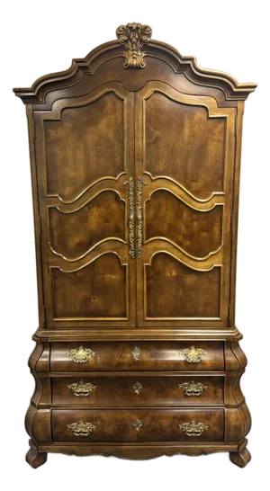 Henredon Villandry Collection Burled Walnut Bombe French Armoire