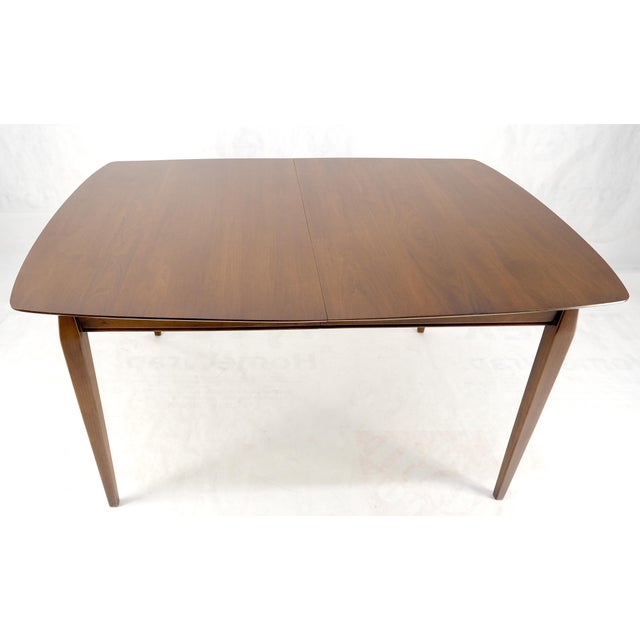 Wood Walnut Danish Mid Century Modern Tapered Leg 2 Boards 58" Long Dining Table MINT For Sale - Image 7 of 14