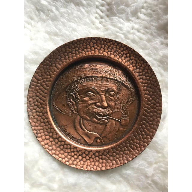 Early 20th Century Beinal Mid Century Brazilian Embossed Copper Cultural Coasters- Set of 6 For Sale - Image 5 of 11