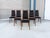 ✨ Danish Modern Walnut & Black Vinyl Dining Chairs Set of Six ✨ This refined set of six Danish Modern dining chairs,...