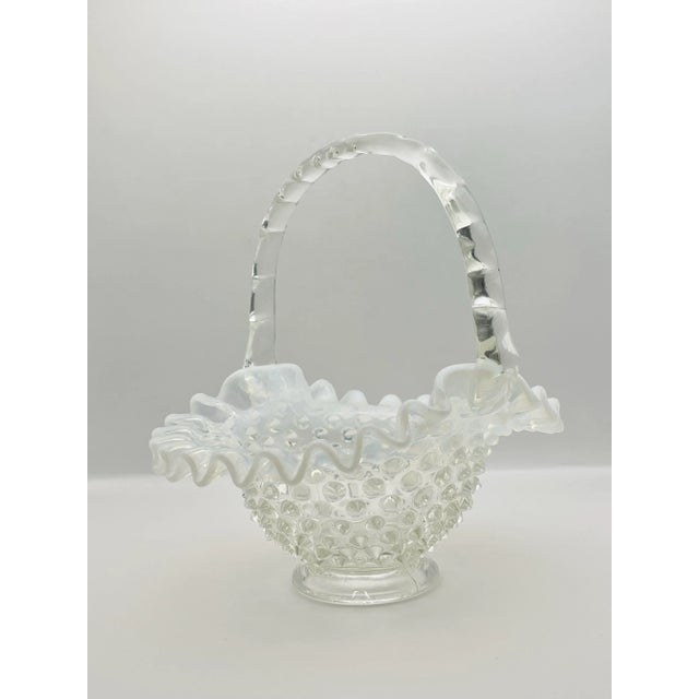 Mid 20th Century Fenton Opalescent Hobnail Decorative Glass Basket For Sale - Image 10 of 10