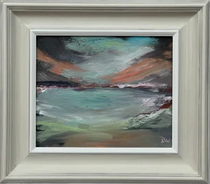 Twilight Serenity - Atmospheric Abstract Sea Landscape by British Artist, 2024, Framed