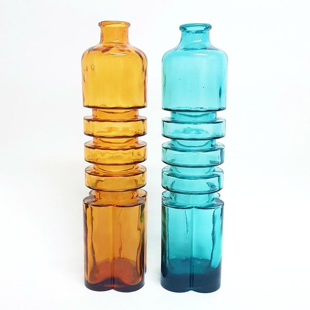 Italian Abstract Glass Bottles from Empoli, 1960s, Set of 2 For Sale - Image 13 of 14