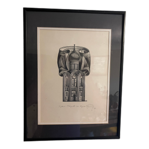 Black and White Litho Engraving of the Church of the Intercession on the Nerl - 1983