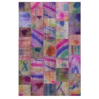 Lilac Multi Handpainted Turkish Carpet 6'6"x9'11" For Sale