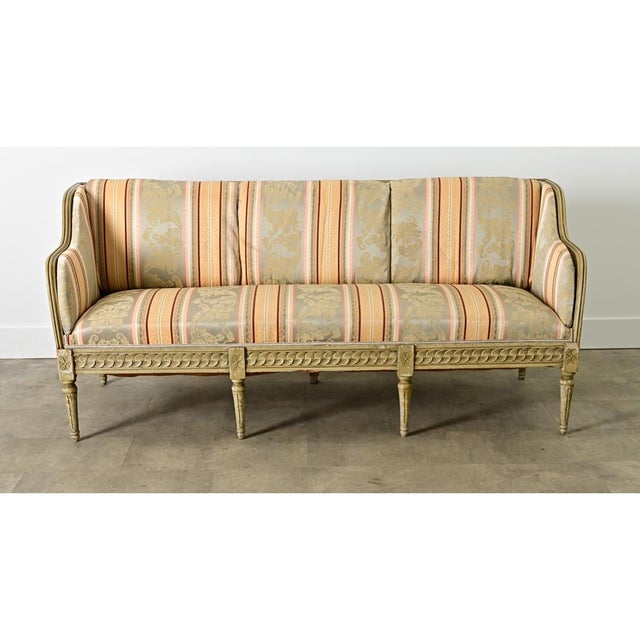 18th Century Swedish 18th Century Painted & Upholstered Settee For Sale - Image 5 of 12