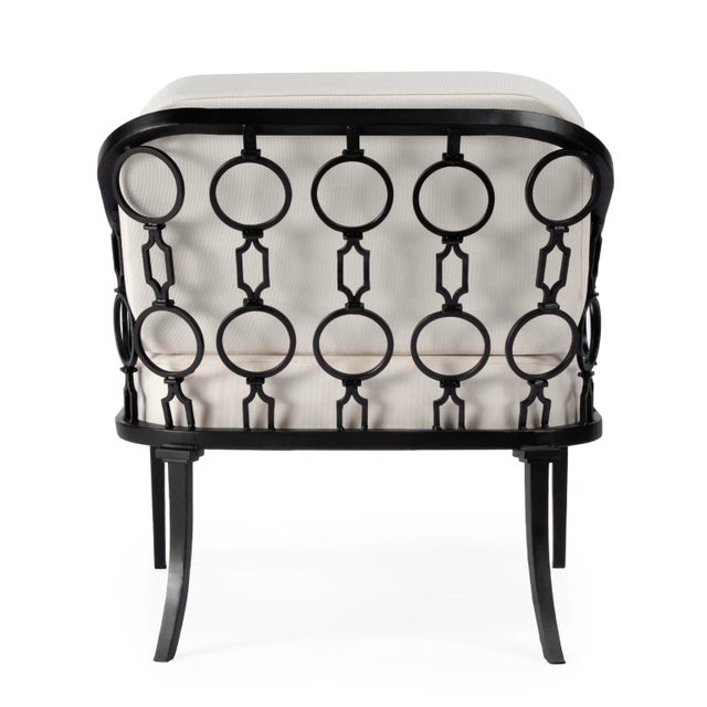 Metal Southport Iron Upholstered Outdoor Lounge Chair, Black For Sale - Image 7 of 8