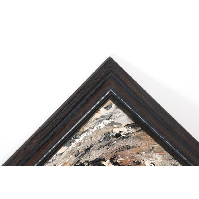 Dark, moody, an abstract painting from the 1960s, c. 1960s. Frame H 20" x W 39.25". Canvas H 16" x W 35".