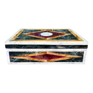 1980s Italian Faux Marble Lacquered Box