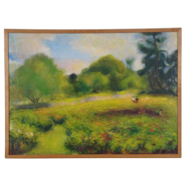 1982 Chun Hwa Hwang Impressionist Oil Landscape Painting on Canvas, Framed For Sale - Image 13 of 13