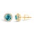 Contemporary 10K Yellow Gold Blue Topaz and 1/6 Cttw Diamond Halo Stud Earrings, A Pair For Sale - Image 3 of 5