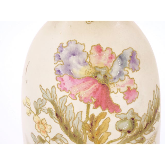 Tall Antique Hand Painted & Gilt Decorated German Porcelain Decorative Vase For Sale In New York - Image 6 of 12