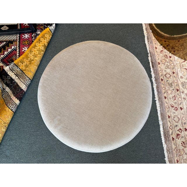 Textile West Elm Drum Shaped Storage Ottoman, Light Taupe For Sale - Image 7 of 12