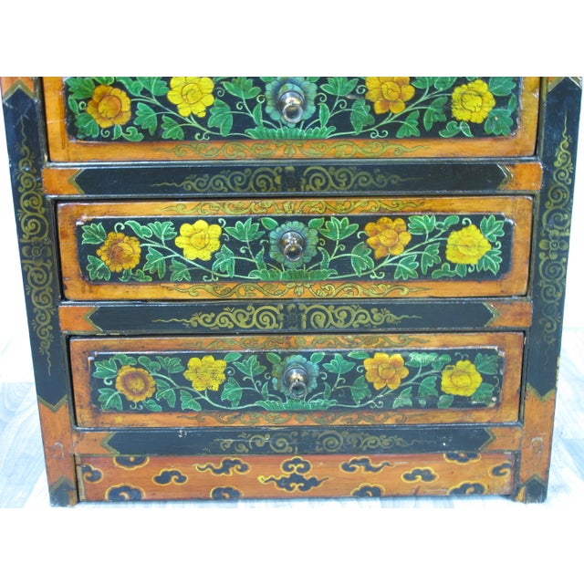 Green Late 19th Century Tibetan Chest With 6 Drawers For Sale - Image 8 of 13