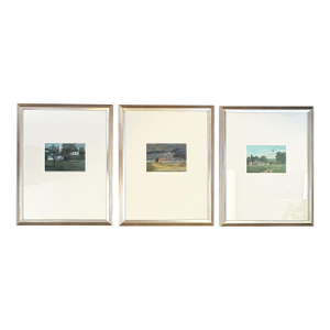 1980's-90's Original Signed and Framed Gisela Grundmann Weinert (German) Gouache Landscape Paintings- Set of 3