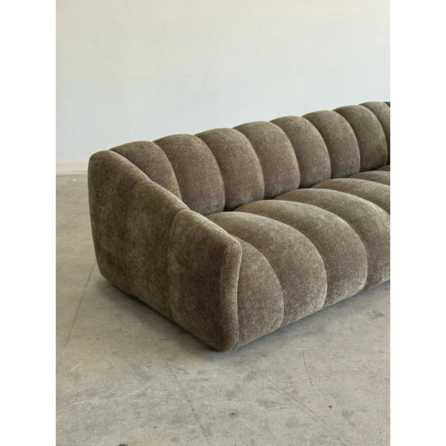 Not Yet Made - Made To Order Xl- Custom Low Profile Channel Sofa - Floor Model For Sale - Image 5 of 8