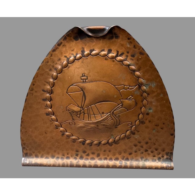 Vintage Roycroft Hammered Copper Arts & Crafts Era Sailing Ship Bookends In very nice original condition showing some...